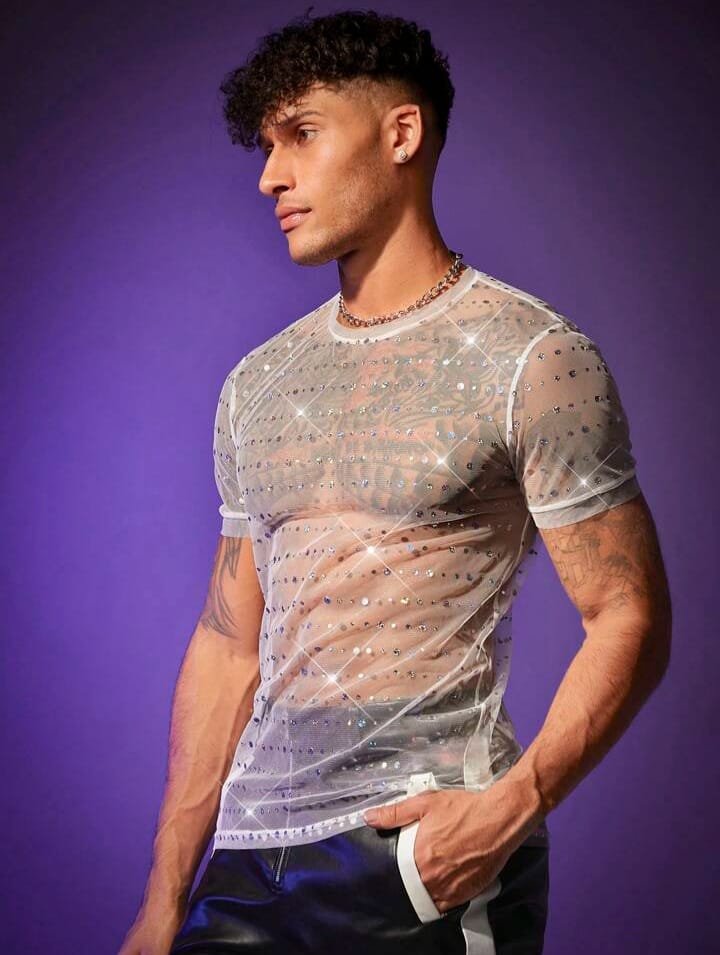Bonga Boys Mesh Rhinestones Short Sleeve Tshirt